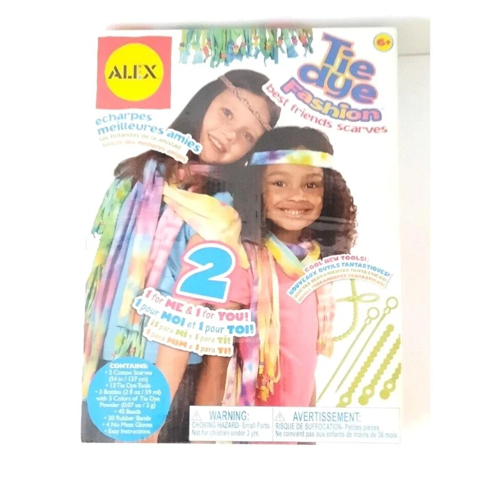 Alex Toys Tie Dye Fashion Best Friends Scarves Kit DIY Craft Set 2 Scarves NEW
